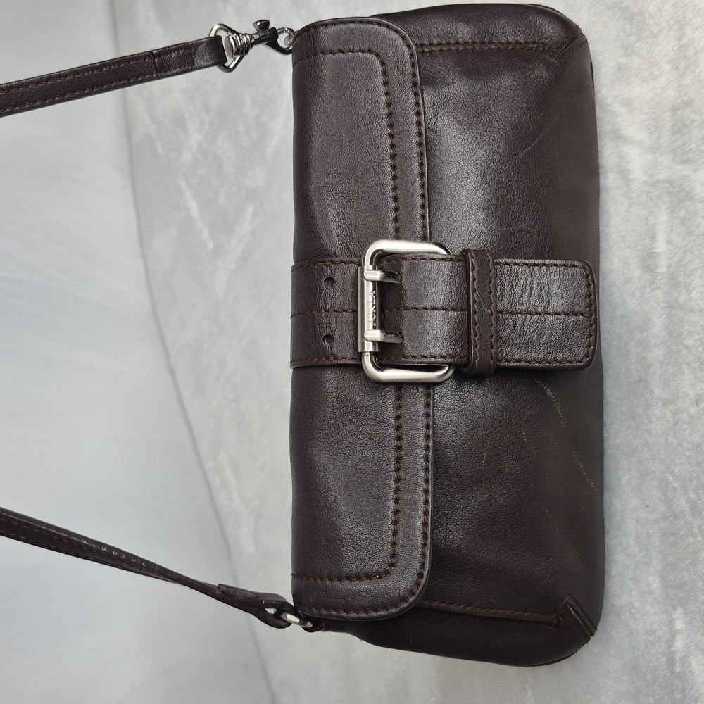 Furla Chocolate Brown Leather Shoulder Handbag - Picture 3 of 17